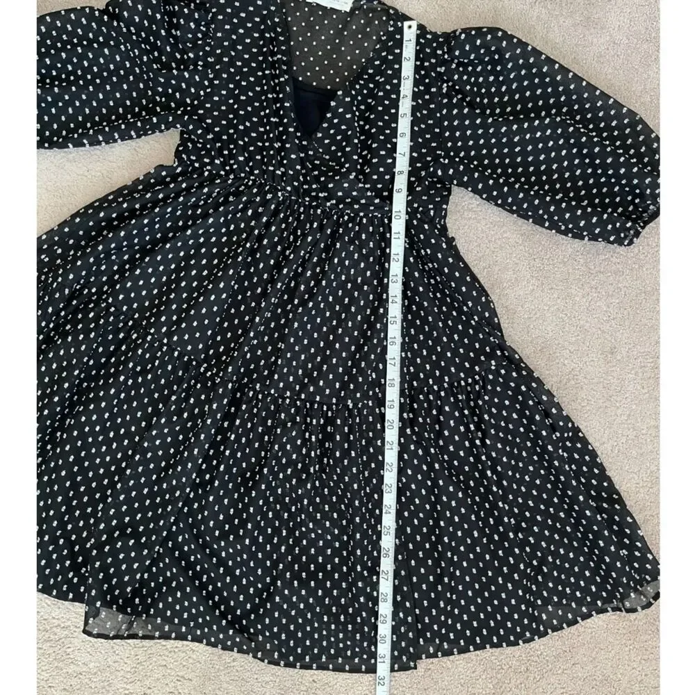 ZARA Black And Silver Sparkle Metallic Dot Mini Dress Girls Size 13-14 Years